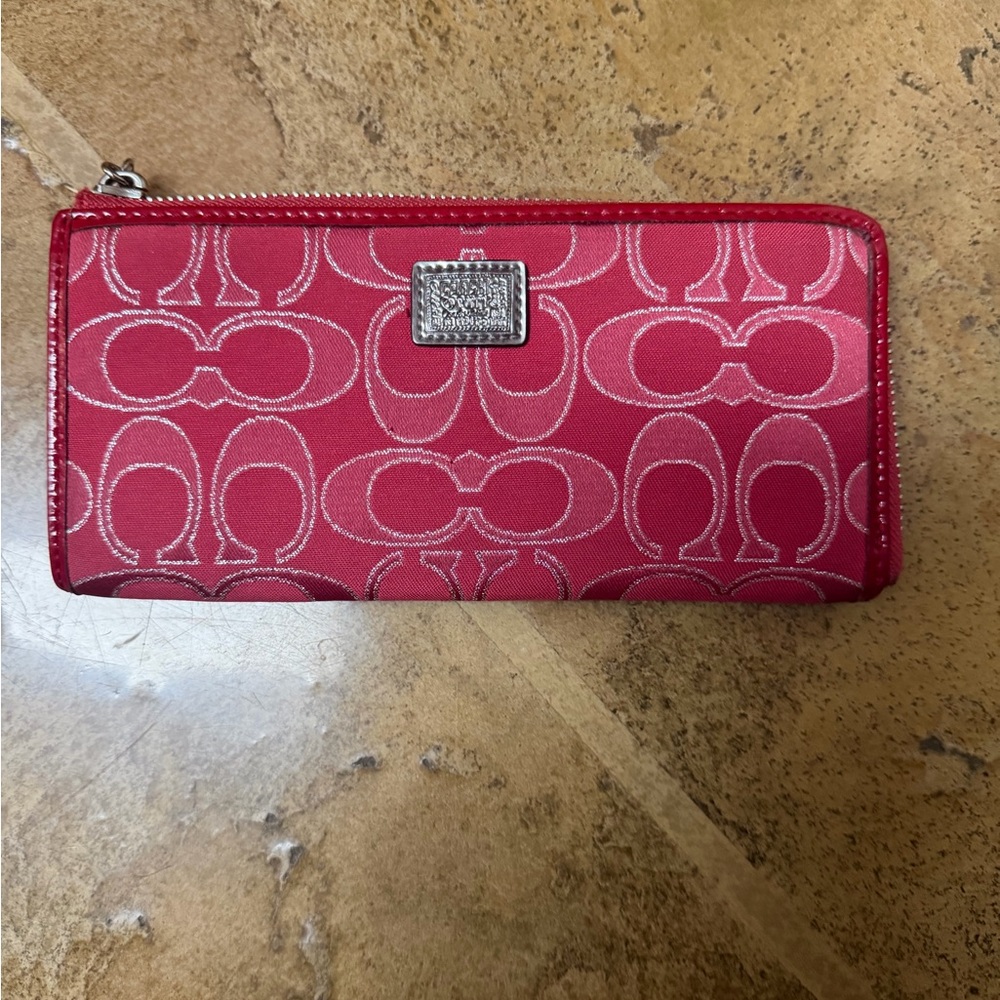 Coach Poppy Red Signature Long Wallet